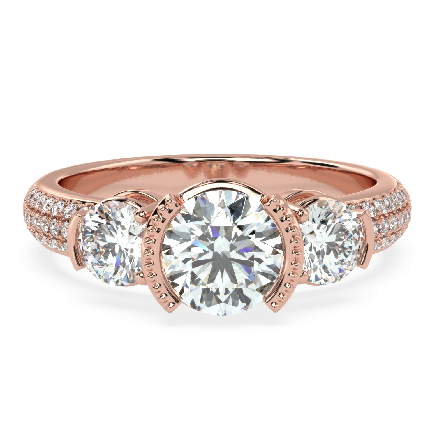 Buy 1.70 Ct Three-stone Natural Diamond Ring | Solitairekart